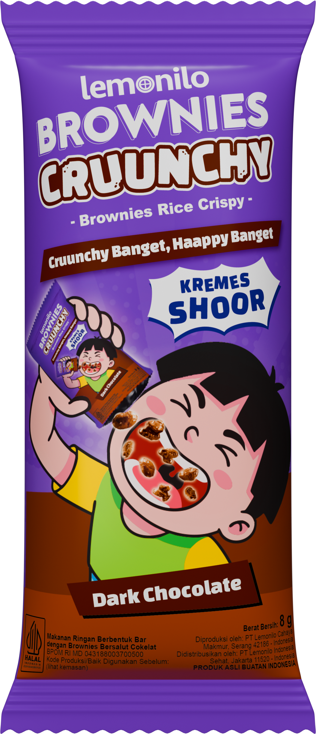 IFDBR00002-SPR/HRC LEMONILO BROWNIES CRUUNCHY SHOOR RASA DARK CHOCO 8GR