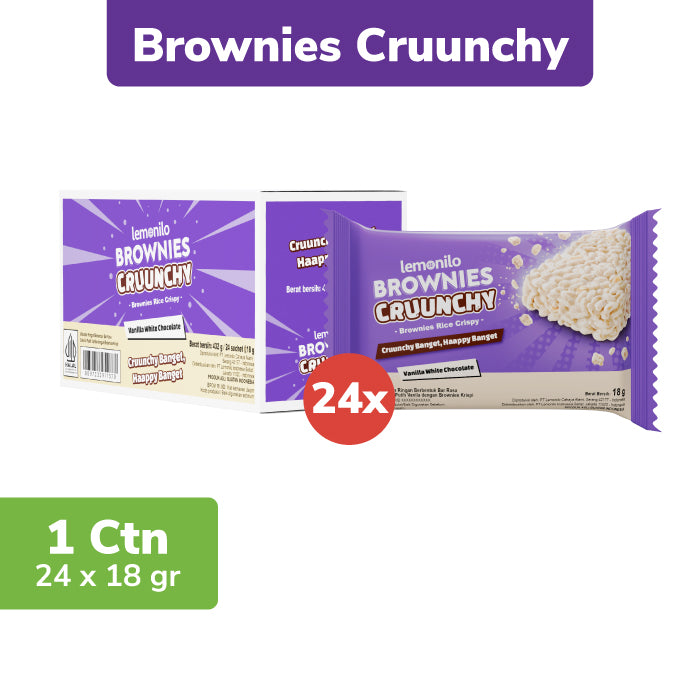24 Pcs Lemonilo Brownies Cruunchy Vanilla White Chocolate 18g