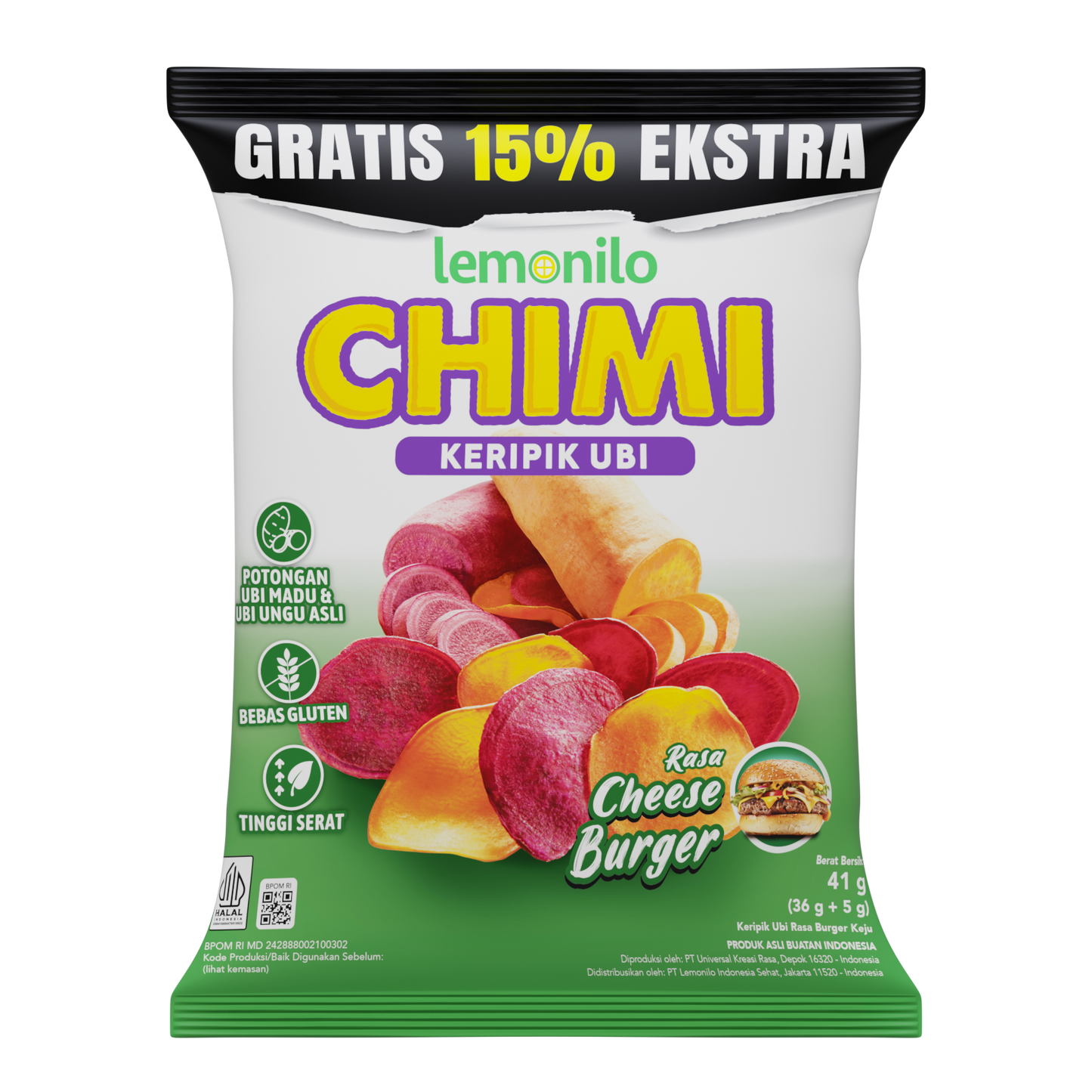 IFDCM00081-SPR/HRC LEMONILO CHIMI KERIPIK UBI RASA CHEESEBURGER 41GR